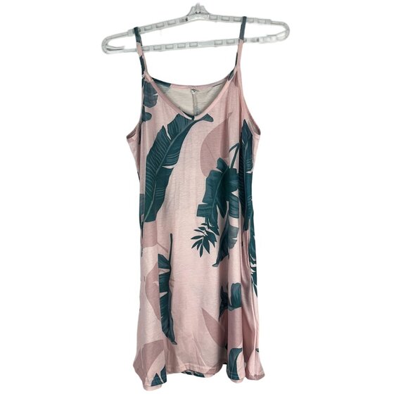 Women's Print V-Neck Sleeveless Mini Dress Size L Pockets - Picture 1 of 6